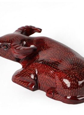 木雕牛摆件 红木雕刻工艺品客厅装饰品摆设 实木质12十二生肖卧牛