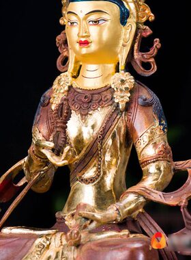 用品摆件28cm 室内家用国产铜半鎏金尼泊尔金刚萨埵铜像