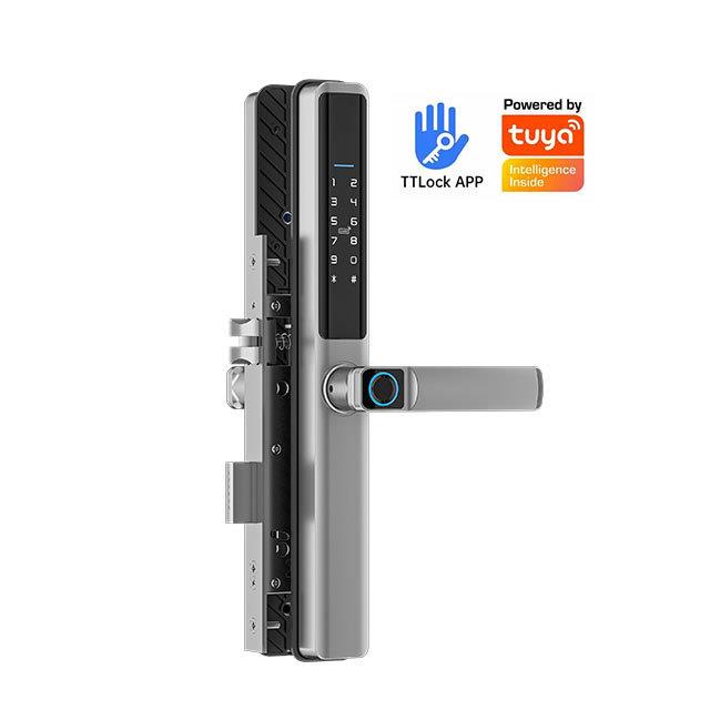 断桥铝指纹密码锁涂鸦WiFi锁窄边铝框铝门锁庭院平移推拉门智能锁 - 图3