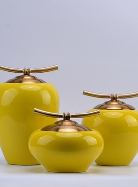 现代新中式陶瓷罐摆件软装饰品样板房酒店会所客厅隔断电视柜摆设