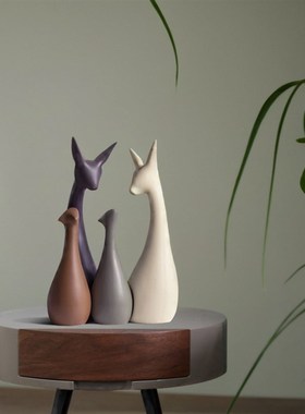 小摆件家居装饰创意客厅电视玻璃酒柜办公室玄关高档轻奢鹿工艺品