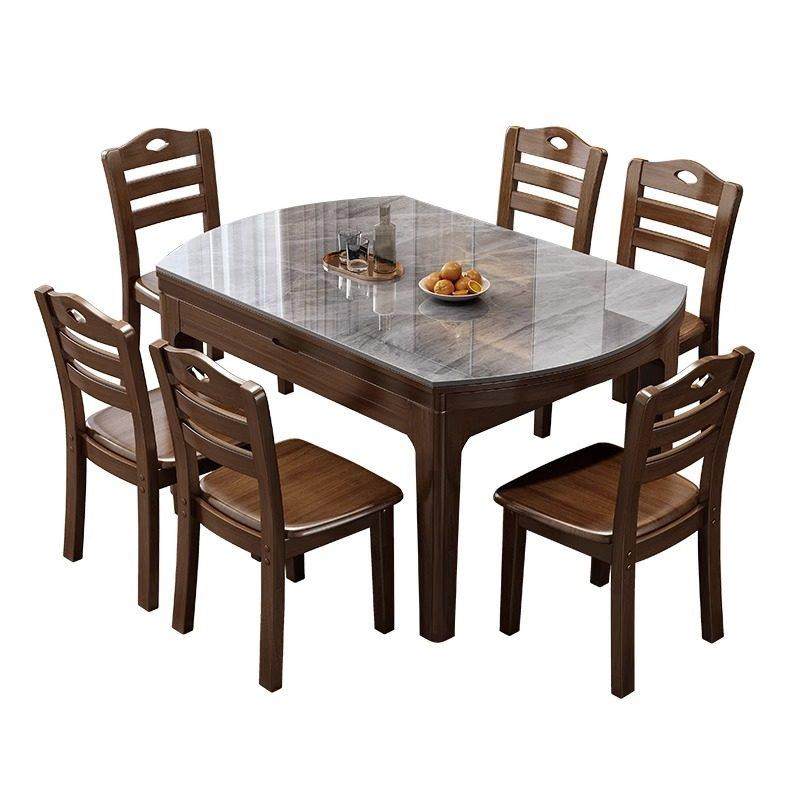 新中式实木岩板餐桌椅家用小户型饭桌2025新款伸缩电磁炉可变圆桌,淘宝优惠券,粉丝福利购,淘宝优惠卷