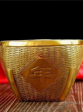 纯铜纹丰盈铜缸家居饰品书桌书房财富饰品开启乔装财富