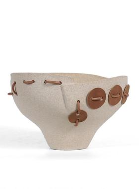 现代简约老钱风陶瓷果盘极简几何摆件自定义样板间售楼处客厅书房