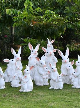 幼儿园林景观雕塑彷真动物摆件户外卡通兔子装饰花园庭院草坪造景