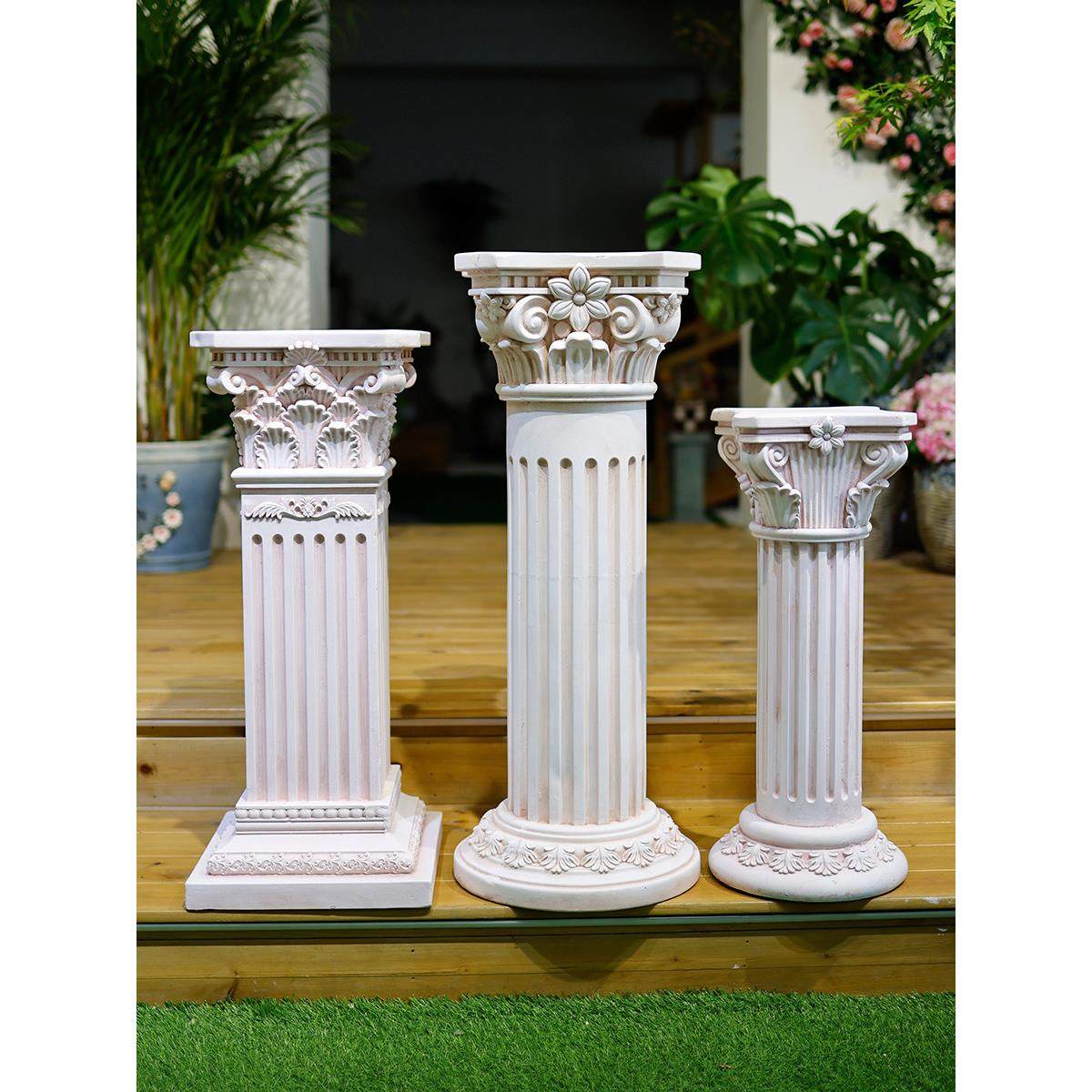 欧式罗马柱花盆底座创意花园阳台装饰石膏户外摆件庭院布置花架,淘宝优惠券,粉丝福利购,淘宝优惠卷