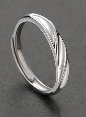 自律素圈戒指男简约男p士单身戒ins冷淡风可调节食指指环光面尾戒