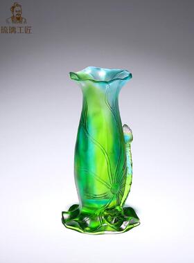 琉璃工艺品荷花花瓶摆件客厅插花轻奢高档搬家礼物乔迁新居送朋友
