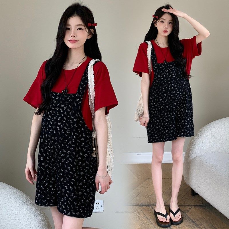 孕妇装夏款2025新款背带裤套装大码裤子韩版潮妈时尚夏季两件套潮,淘宝优惠券,粉丝福利购,淘宝优惠卷