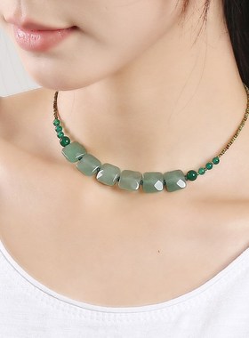 天然东陵玉锁骨链女遮颈部疤痕项链甲状腺术后遮挡项链脖子装饰品