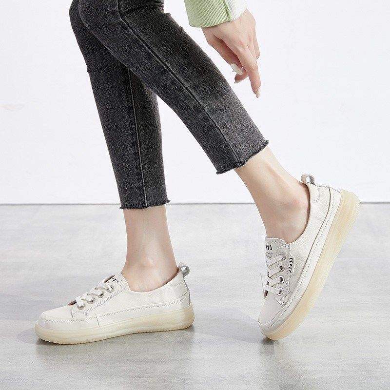 牛筋底小白鞋女板鞋2024新款百搭休闲女鞋子秋季平底软底真皮单鞋,淘宝优惠券,粉丝福利购,淘宝优惠卷