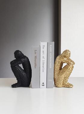 北欧创意简约现代办公室书挡书立书柜样板房软装饰品仿真书架摆件