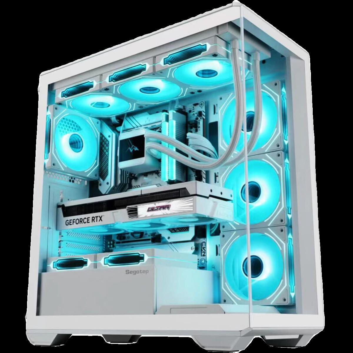 Xingu Wujie 1 sea view room chassis column-free desktop water-cooled white computer ATX glass side transparent large chassis