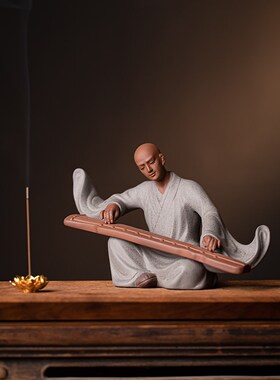 创意紫砂古琴摆件新中式禅意茶桌B装饰品书房办公室桌面工艺品礼