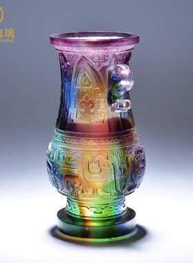 琉璃工艺品花瓶摆件客厅玄关插花装饰高档水晶艺术品轻奢实用礼物