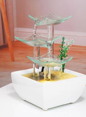 小型流水摆件桌面循环流水风水轮办公室水晶球生财客厅装饰开业礼