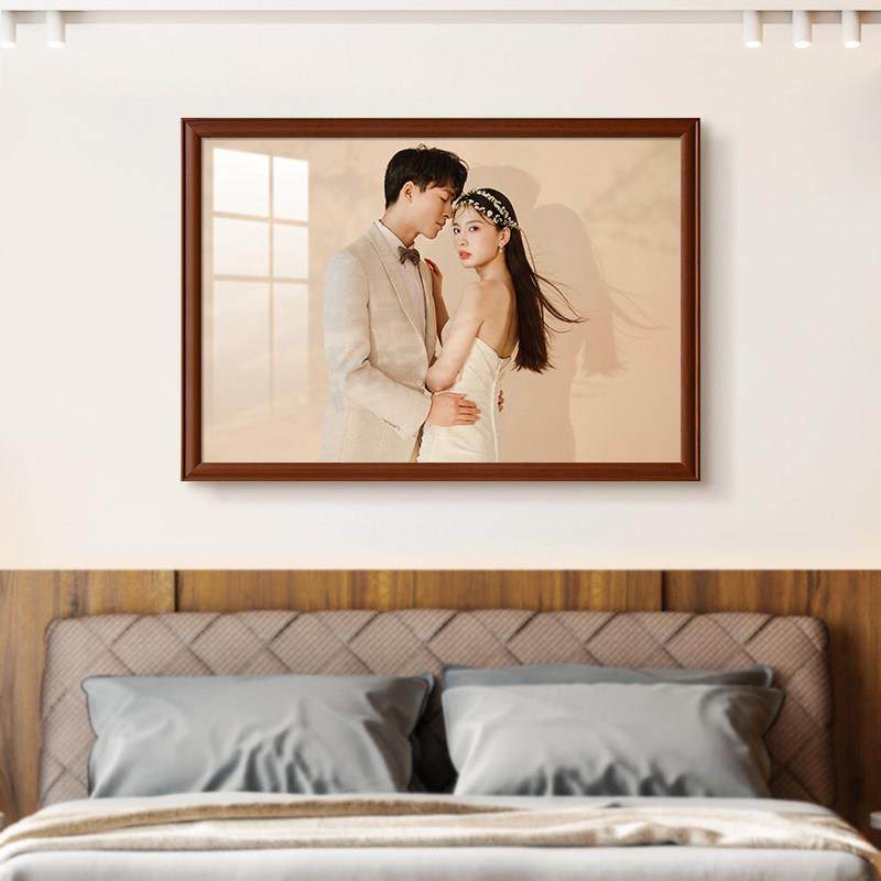 实木中式婚纱照放大挂墙客厅沙发背景墙打印冲洗结婚照片相框定制,淘宝优惠券,粉丝福利购,淘宝优惠卷