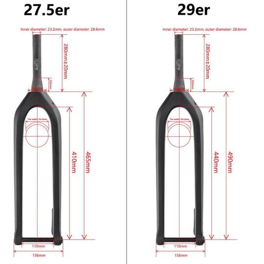 碳纤维前叉硬叉非避震叉山地自行车攀爬车街攀前叉29寸110*15mm