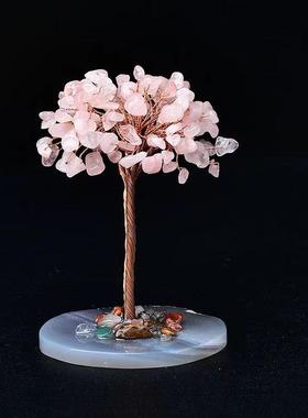 天然粉红紫水晶砾石原石DIY创意水晶幸运桃花树礼品客厅入口装饰