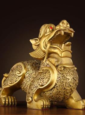 纯铜貔貅摆件一对公母皮丘家用客厅店铺办公室居家开 业礼品铜貔
