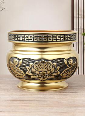 纯铜香炉家用室内佛光普照香炉莲花香炉寺庙供佛插香双耳三足鼎炉