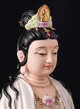 德化陶瓷文殊普贤菩萨家用客厅供奉佛像佛堂装饰摆饰工艺礼品摆饰