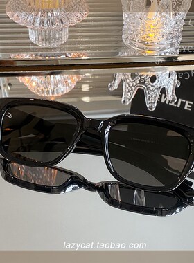 53mm日系f粗边大框显瘦偏光太阳眼镜复古男女多边形小方框绿色墨