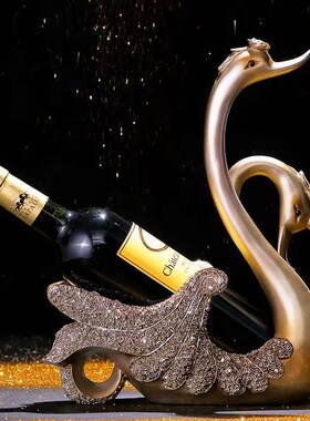 北欧轻奢天鹅红j酒架装饰品欧式创意家居玄关酒柜客厅葡萄酒架摆