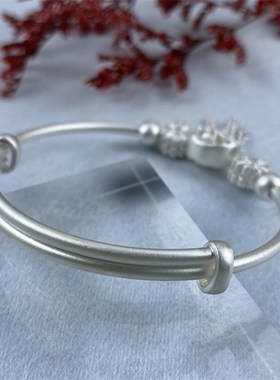 捕梦网手镯女999纯银2022年新款情侣银镯子情人节七夕礼物送女友