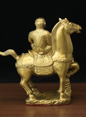 一品当朝纯铜马上封侯风水用品摆件家居客厅工艺品办公室领导摆设