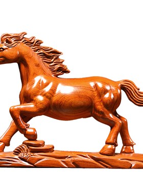 花梨木雕马摆件实木十二r生肖马家居客厅办公室桌面玄关开业送礼