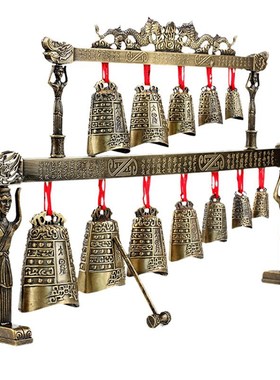 中式合金演奏乐器仿古双层编钟模型摆件工艺品婚庆影视道具