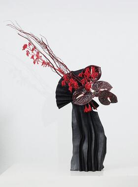 本与软装饰黑色树脂花瓶摆件样板间现代轻奢家居客厅餐桌艺术花器