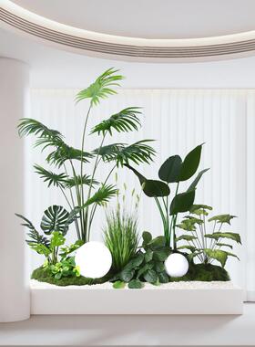 模拟绿色植物造景室内大型彷生植物造景窗隔断商场装修场景地板组