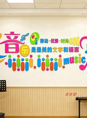音乐教室文化墙布置钢琴功能工作室培训机构墙面装饰小学背景布置