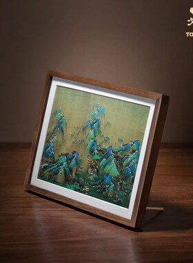 手工錾刻铜雕画《千里江山(桌面)》书房办公室装饰画