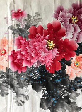 牡丹富贵花开纯手绘写意花鸟国画风水字画客厅卧室办公室装饰挂画