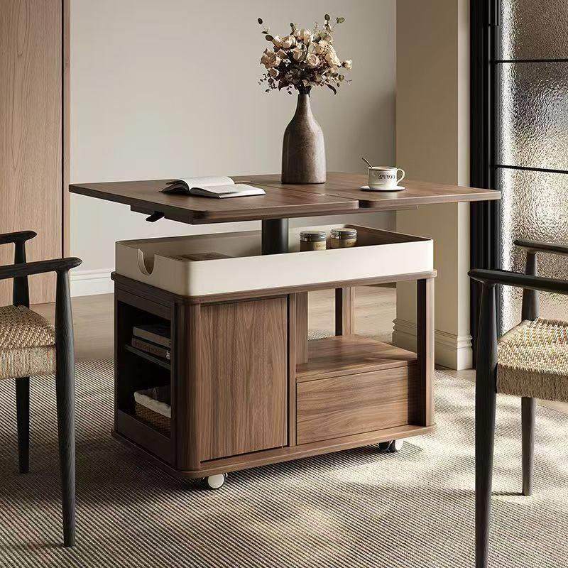 胡桃木活动茶几家用简易小茶车实木多功能沙发边柜可调边桌角桌,淘宝优惠券,粉丝福利购,淘宝优惠卷