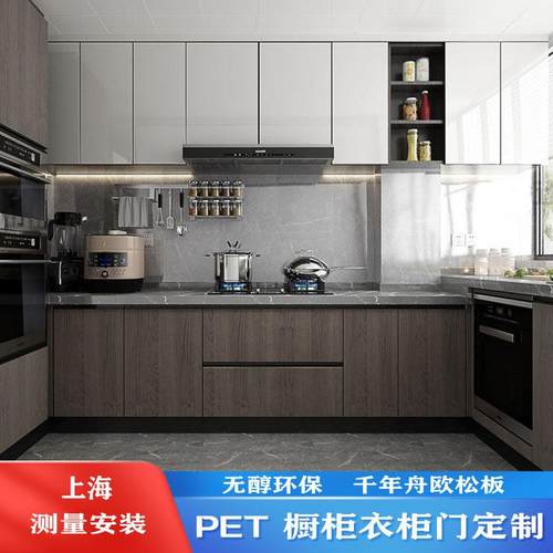 整体橱柜门板板定制进口pet肤感衣柜定做千年舟欧松?具车双饰面颗 - 图0
