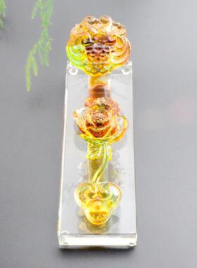 喜事如意琉璃摆件客厅电视柜桌面工艺礼品摆饰送姐姐妹妹结婚乔迁