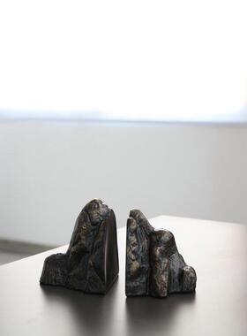 中式客厅创意假山办公室桌面书立架书夹书挡工艺品家居装饰品摆件