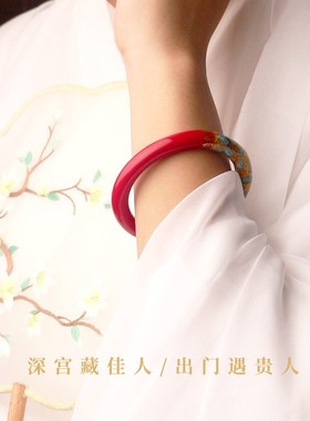 贵州万山朱砂贵人镯朱砂手镯高含量朱砂珐琅彩手镯女款厂家