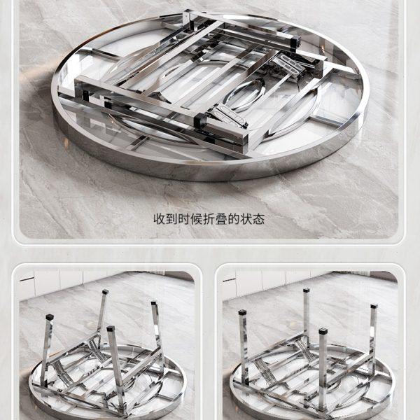 不锈钢304微晶石岩板餐桌带转盘新款可折叠现代高端餐厅商用圆形,淘宝优惠券,粉丝福利购,淘宝优惠卷