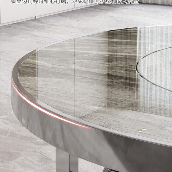 不锈钢304微晶石岩板餐桌带转盘新款可折叠现代高端餐厅商用圆形,淘宝优惠券,粉丝福利购,淘宝优惠卷
