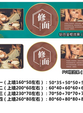 男士美容美发店装饰画理髲店修容面部洁面挂画壁画男士修面组合