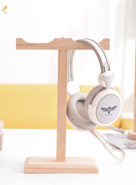 日式游戏耳机架头戴式创意蓝牙支架木制网吧电脑耳麦架圆木耳机架