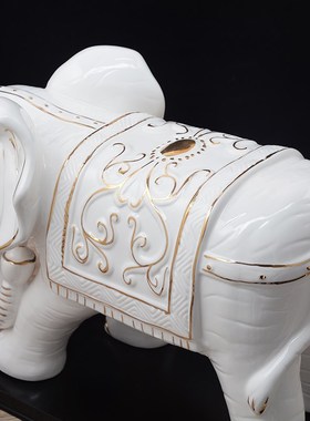 陶瓷风水象摆件白色大象一对招财镇宅客厅家居装饰品店铺开业礼品