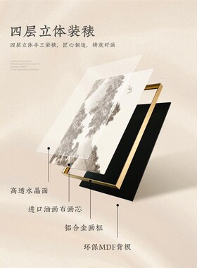 定做千里江山图客厅叠发背墙装壁饰山画景新中式气加挂沙画大国画