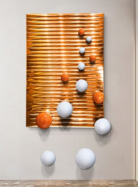 美式现代装饰画3D立体圆球实物装置酒店餐厅客厅玄关入户背景挂画