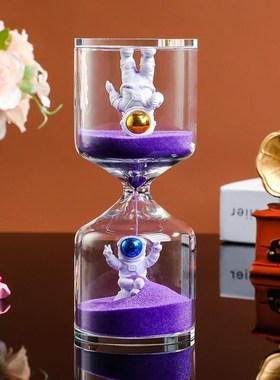 太空人沙漏计时器儿童防摔3/5/10分钟学生吃饭时间流沙瓶礼物玻璃